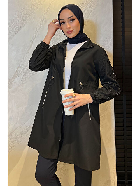 Julude Kadın Kol İşleme Detaylı Cepli Tesettür Trençkot - S000361266-19351