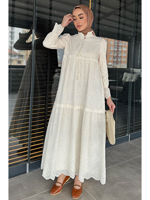 Julude Kadın Ön Bağlamalı Fırfırlı Fistolu Tesettür Elbise - S000361274-19928