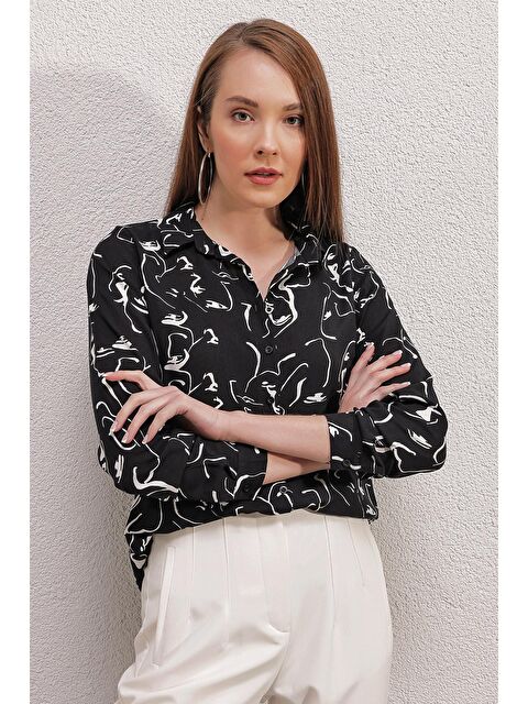 Bigdart 3721 Grafik Desenli Gömlek - E.Siyah - S000085415-2559