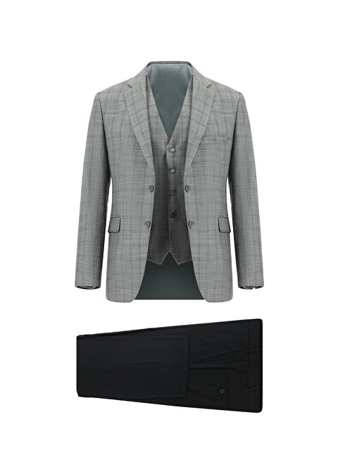 Kiğılı Slim Fit Dar Kesim Kombinli Yelekli Takım Elbise
