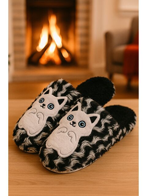 MODAFRATO KITY Kedili Kapalı Kadın Ev Terliği Kışlık Terlik - S000485965-19351