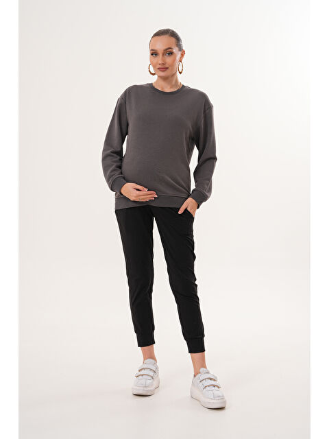 MİSS DÜNYA LİSSA Bisiklet Yaka %100 Pamuk Hamile ve Lohusa Basic Sweatshirt - S000485838-29666