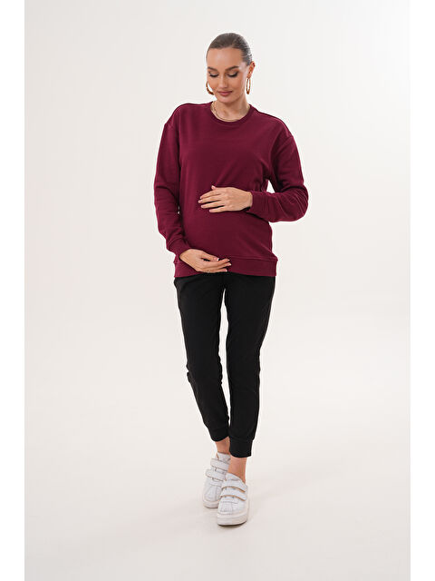 MİSS DÜNYA LİSSA Bisiklet Yaka %100 Pamuk Hamile ve Lohusa Basic Sweatshirt - S000485838-19951