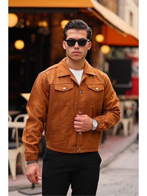 Comstar Erkek Oversize Rahat Mevsimlik Taba Kaşe Ceket