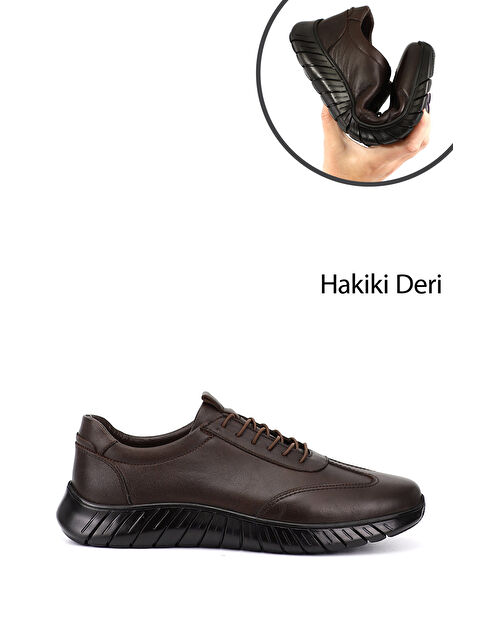 GÖNDERİ(R) Erkek TÜTÜN KAHVE Bağcıklı Kauçuk Taban Hakiki Deri Sneaker - S000290337-20839