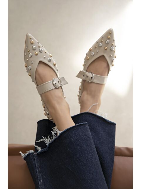 Straswans Aqua  Kadın  Drop  Detay  Deri  Babet Bej - S000513170-19928