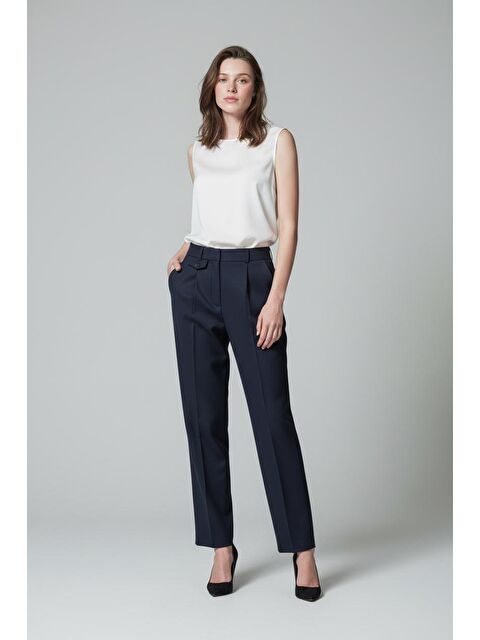 Madmext Lacivert Pens Detaylı Kapaklı Düz Paça Kumaş Pantolon Mg2642 - S000508346-21164
