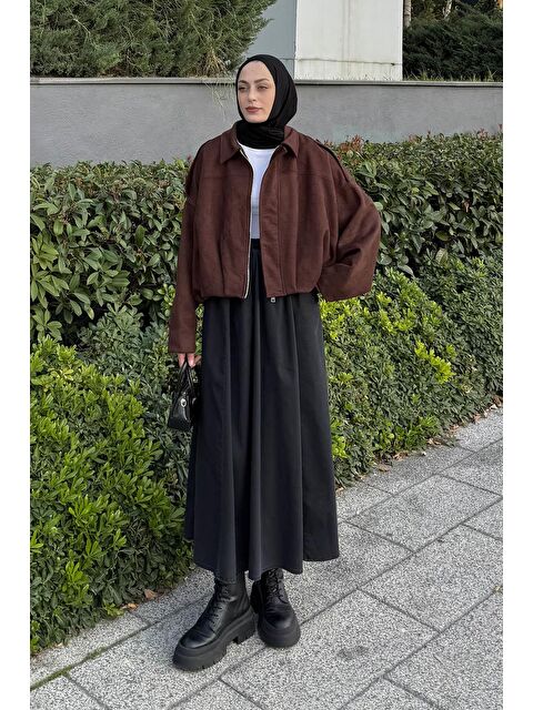 Lamelif Omuz Apoletli Süet Ceket Acı Kahverengi - S000517966-28102