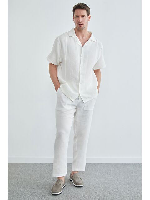 Fullamoda Beli Lastikli Müslin Keten Pantolon - S000514876-20063