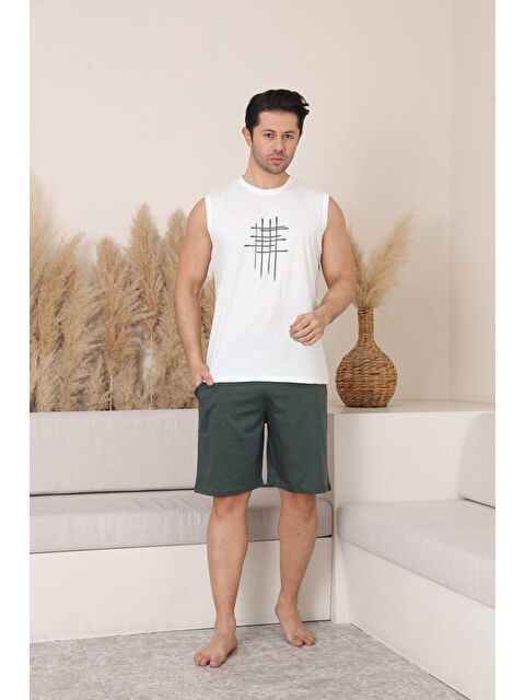 SEBOTEKS %100 Pamuklu Kolsuz Cepli Erkek Şortlu Pijama Takımı 2011 - S000518901-20063