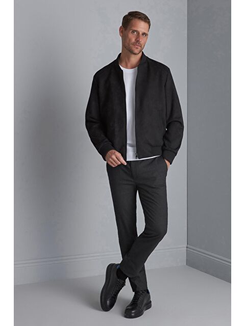 igs Erkek Siyah Süet Görünümlü Mont - S000490225-19351