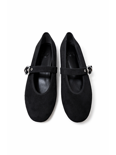 Straswans Paula  Kadın Kemer Detay  Süet Babet Siyah