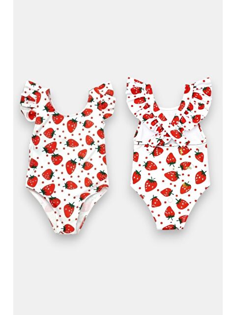 My Kids Wear Kız Çocuk Fırfır Detaylı Tasarım Çapraz Askılı Mayo 12736