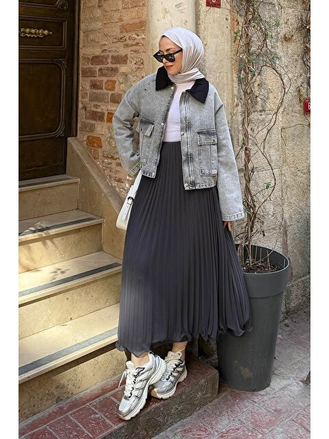 Lamelif Çıtçıtlı Denim Ceket Gri - S000517962-20600