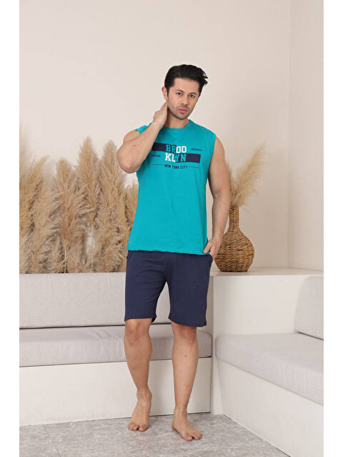 SEBOTEKS %100 Pamuklu Kolsuz Cepli Erkek Şortlu Pijama Takımı 2011 - S000518901-20055