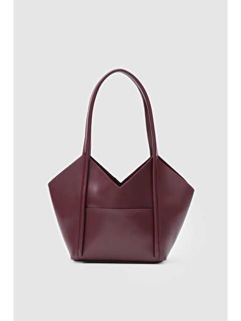 Shulebags Geza Asimetrik Omuz Çantası Bordo - S000442811-19951