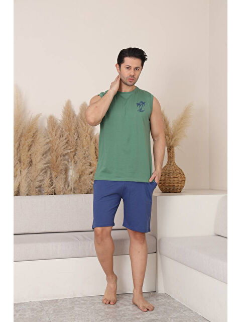 SEBOTEKS %100 Pamuklu Kolsuz Cepli Erkek Şortlu Pijama Takımı 2011 - S000518901-18194