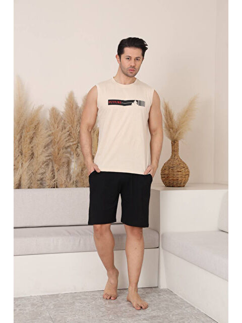 SEBOTEKS %100 Pamuklu Kolsuz Cepli Erkek Şortlu Pijama Takımı 2011 - S000518901-19966