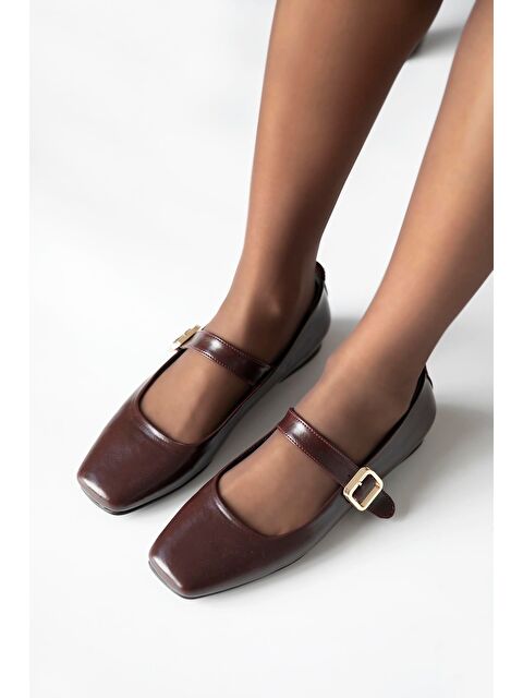 Straswans Carlisa Kadın Kemer Detay Kırışık Deri Babet Bordo - S000513384-19951