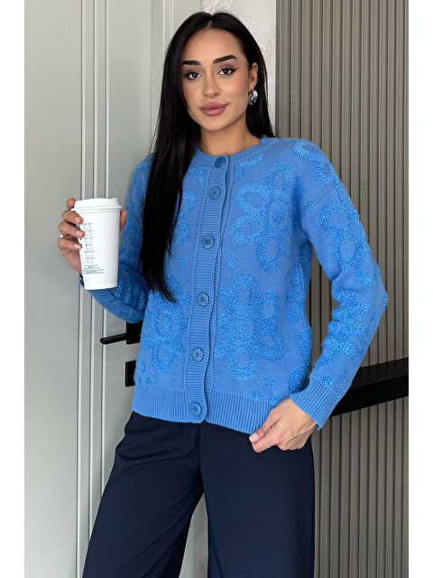 Gülseli Çiçek Desenli Triko Ceket - S000445288-23093