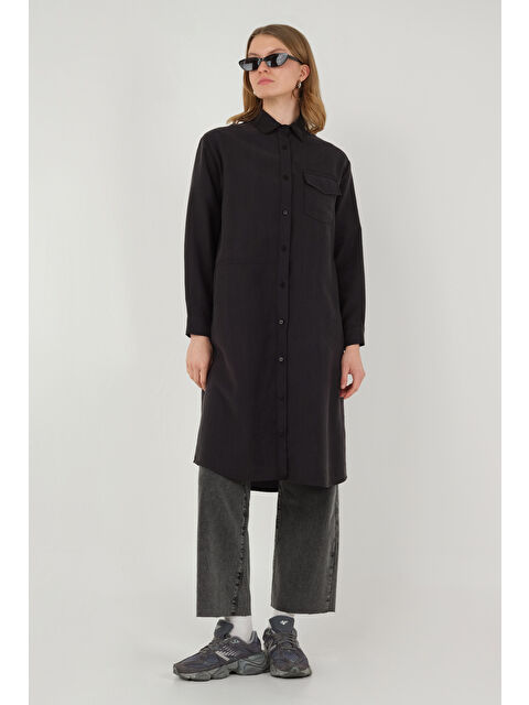 HE-QA Parçalı Modal Gömlek Siyah