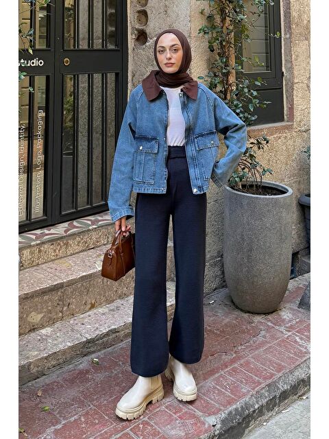 Lamelif Çıtçıtlı Denim Ceket Acı Kahverengi - S000517962-28102