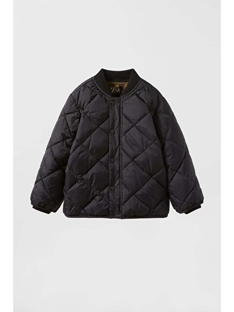 Magu Kız Çocuk Pamuklu Siyah Kapitone Mont - Ribanalı Yaka Ve Manşet Detaylı - S000452582-19351