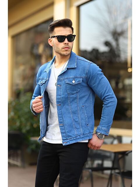 Comstar Erkek Slim Fit Denim Jean Ceket