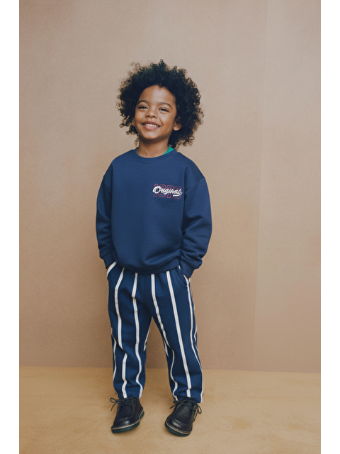 Magu Erkek Çocuk Pamuklu Lacivert Originals Yazılı Sweatshirt Eşofman Takım - S000452583-21164