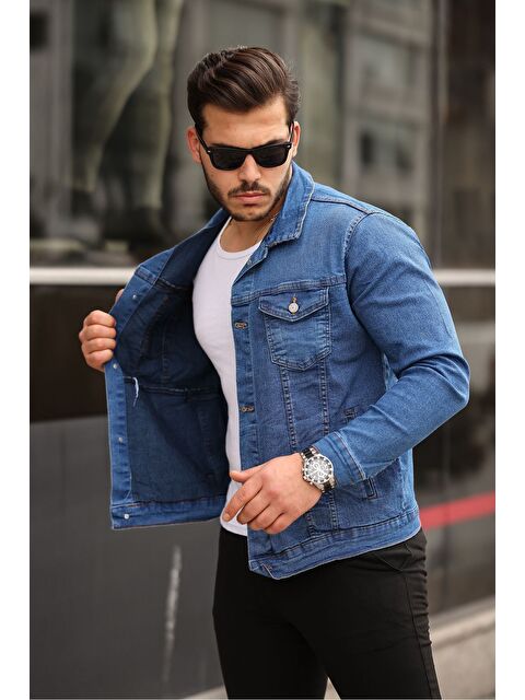Comstar Erkek A Kalite Slim Fit Denim Jean Ceket