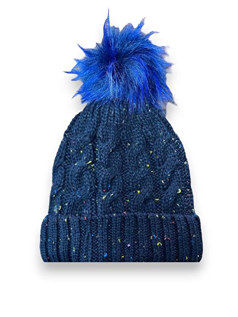 Formo Kadın Lacivert Pelüş Ponponlu Kışlık Yumuşak Bere - S000324993-21164