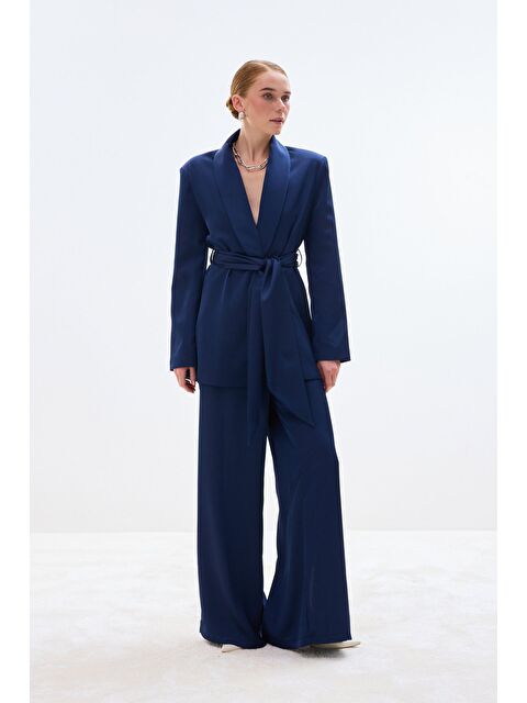 SATEEN Saten Pantolon - Lacivert - S000506909-21164