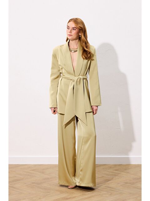 SATEEN Saten Pantolon - Olive - S000506909-18194