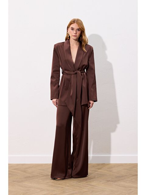 SATEEN Saten Pantolon - Kahve - S000506909-19413