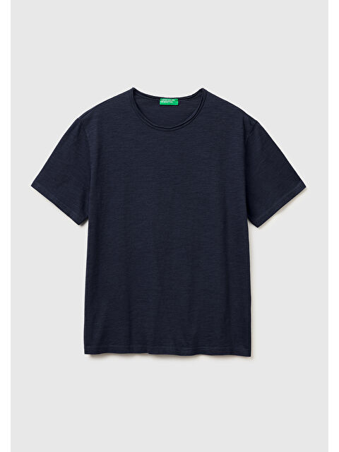United Colors Of Benetton Erkek Lacivert  %100 Pamuk Regular Fit Bisiklet Yaka T-Shirt