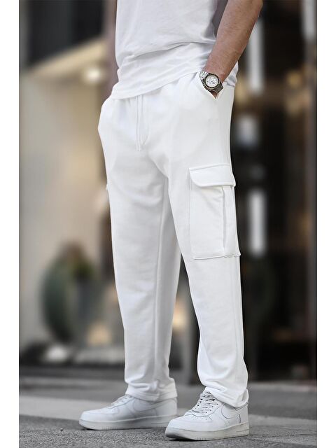 Madmext Ekru Beli Ayarlanabilir Kargo Cep Basic Erkek Jogger Eşofman Altı 6552 - S000273543-19965