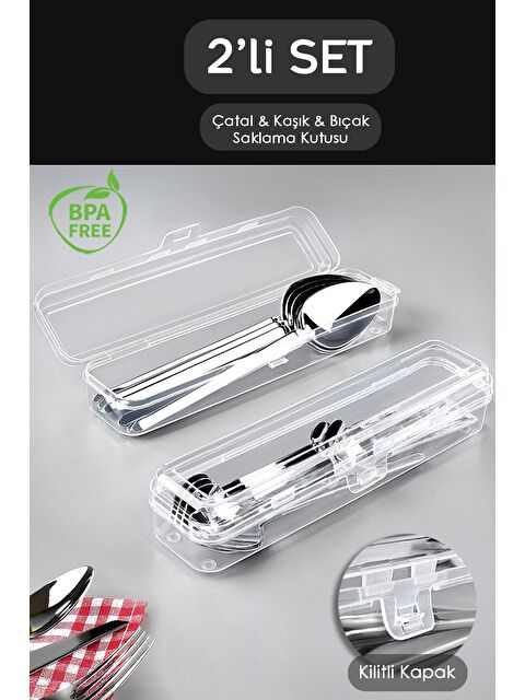 Meleni Home 2'li Çatal Bıçak Kaşık Takımı Saklama Kutusu Seti - S000382808-26865
