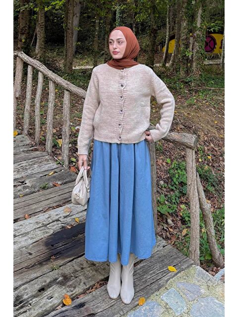 Lamelif Bisiklet Yaka Kısa Hırka Bej - S000517975-19928