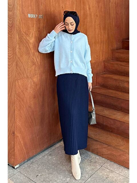 Lamelif Sakallı Basic Hırka Mavi - S000517968-17234