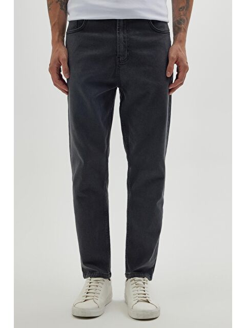 TUDORS Erkek Regular Fit Bol Kesim Denim Yıkamalı Efektli Esnek Gri Jean Pantolon - S000526295-20600