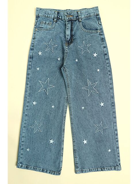 Fullamoda Yıldız Nakışlı Beli Ayarlanabilir Kız Çocuk Pantolon - S000488449-17234