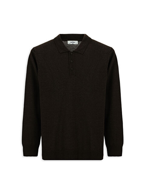 Kiğılı Polo Yaka Regular Fit Yünlü Triko Kazak - S000443192-29704