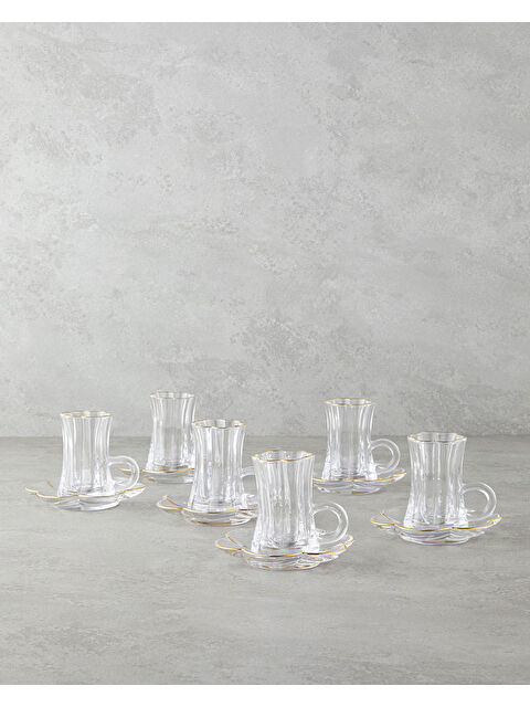 English Home Monica Cam 12 Parça 6 Kişilik Çay Seti 80 ml Gold - S000440311-20076