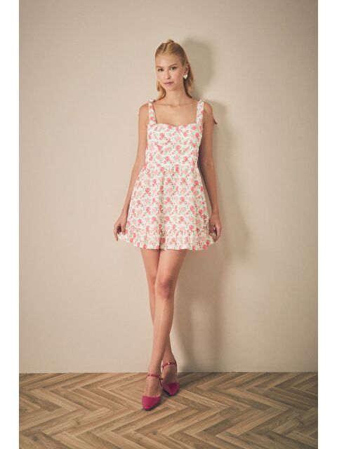 Fullamoda Çiçek Desenli Askılı Elbise - S000262379-20024