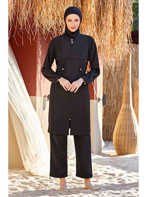 Adasea Paraşüt Tam Kapalı Tesettür Mayo Ebony 1413 Siyah - S000262356-21164