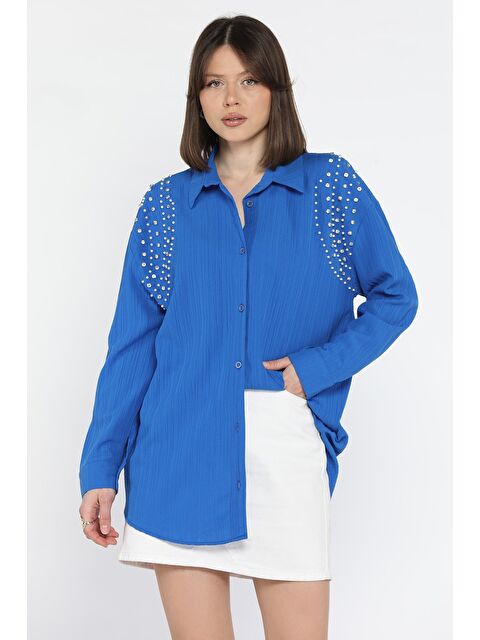 Gülseli Omuz İncili Kadın Gömlek - S000368409-23710