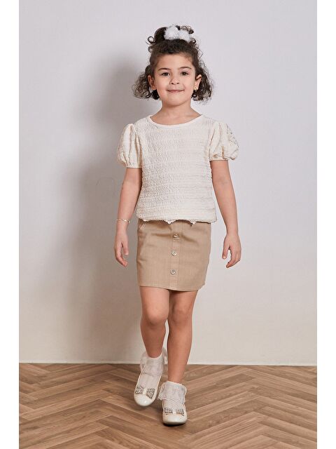 Fullamoda Beli Bağlamalı Düğmeli Kız Çocuk Etek - S000380821-19928