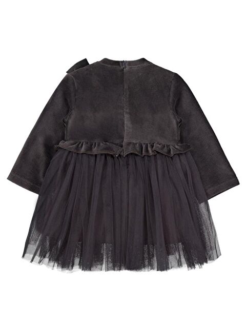 Civil Girls Fiyonklu 2-5 Yaş Elbise - Gri 3-4 Yaş - S000466370-29666