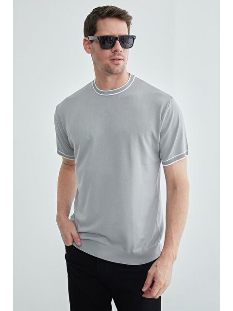 Fullamoda Biyeli Bisiklet Yaka Triko Tişört - S000514002-20600