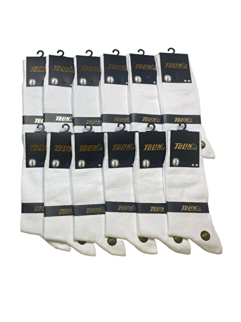 Tolin Bambu Erkek Beyaz Dikişsiz Kışlık 12'li Soket Çorap Seti 14600 - S000080025-20063